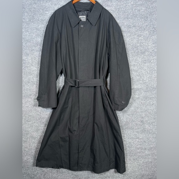 VTG Christian Dior Monsieur Men 42L‎ Black Rain Stain Repellent Belt Trench Coat